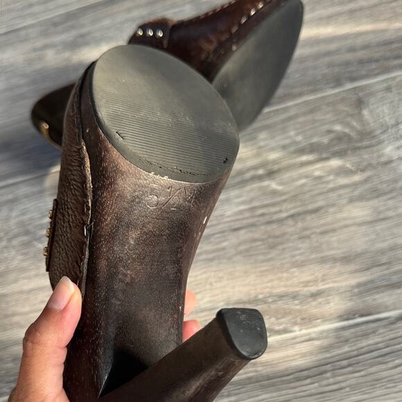 Vintage Michael Kors San Antonio Brown Leather Tassel Mules Size 5.5 - Picture 7 of 10